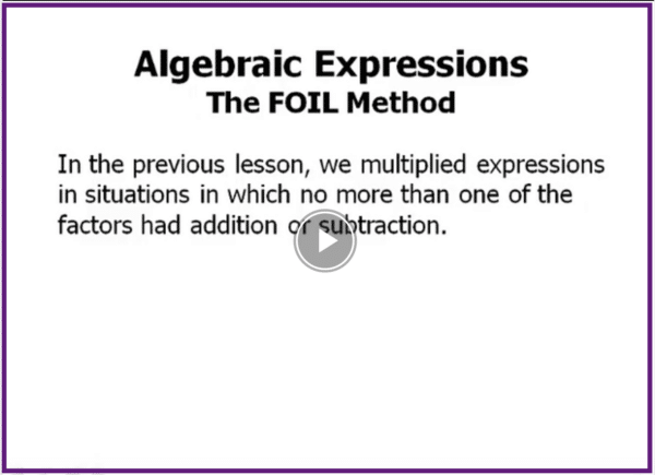 ACT math topics FOIL method