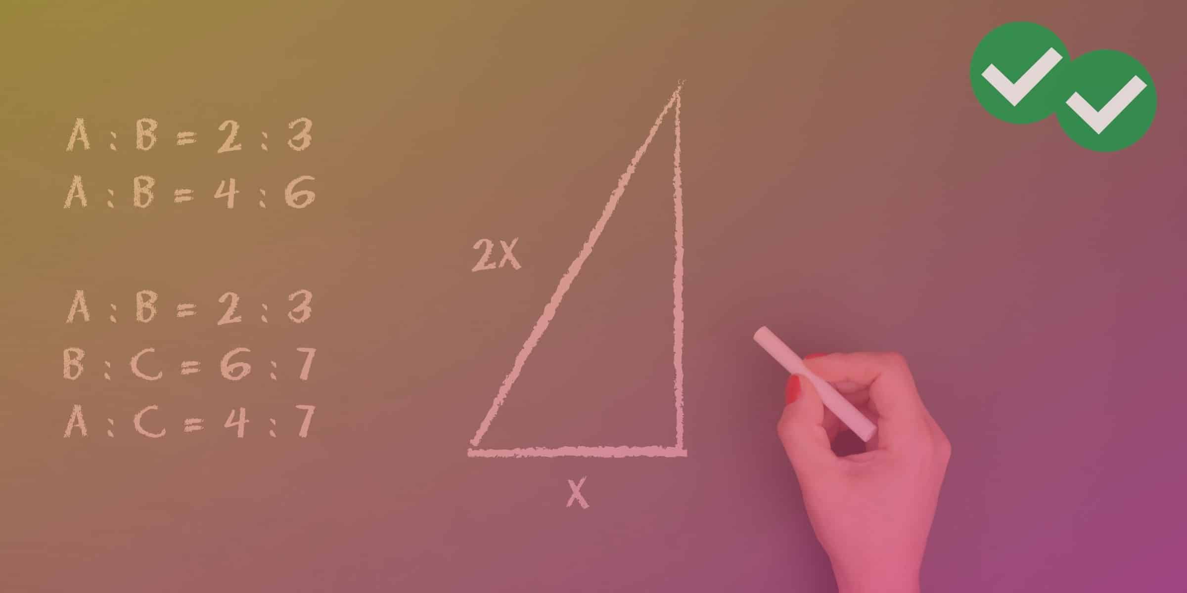 chalkboard featuring examples of how to solve ratios -magoosh