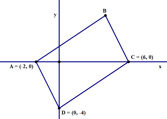 high school co-ordinate geometry with a quadrilateral and two