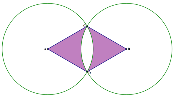 Two intersecting circles with triangles