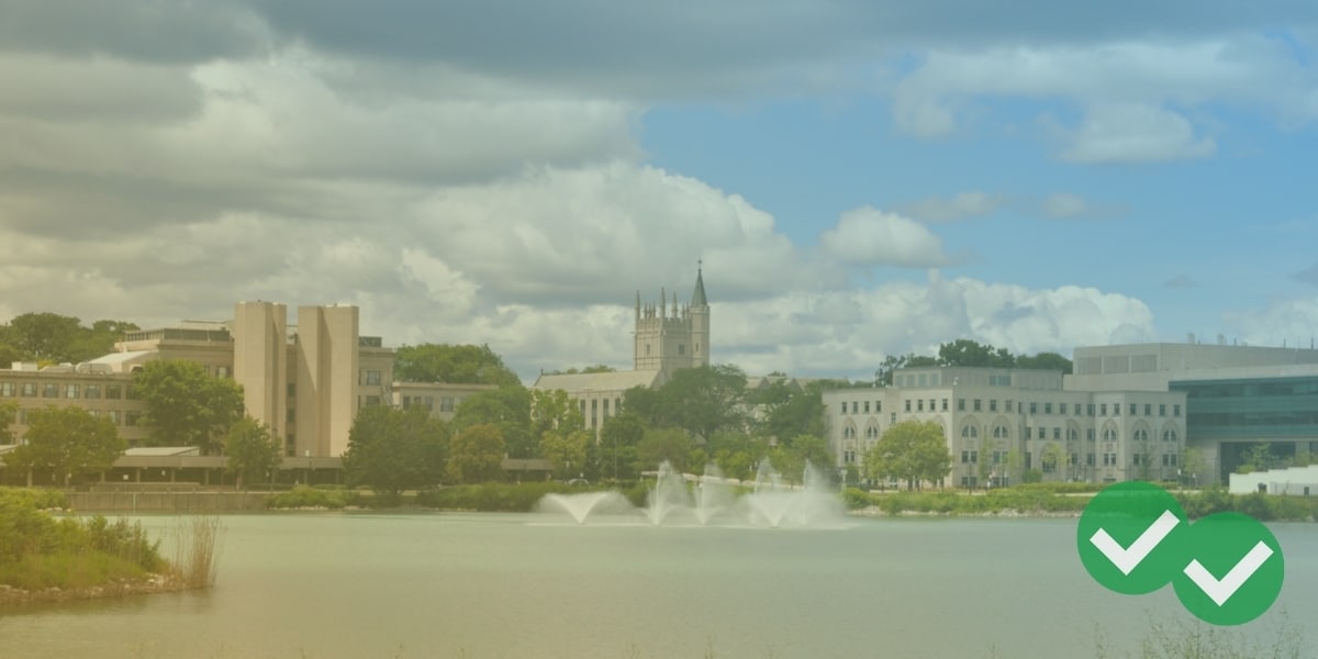 Lake with view of Northwestern university