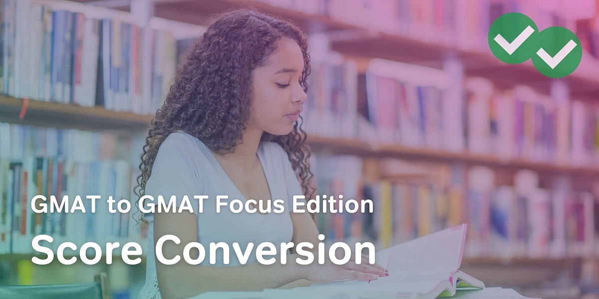 A student in a library studying for the GMAT.