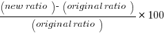 {{(new ratio) - (original ratio)}/(original ratio)}*100