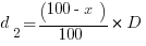 d_2 = {(100-x)/100}*D
