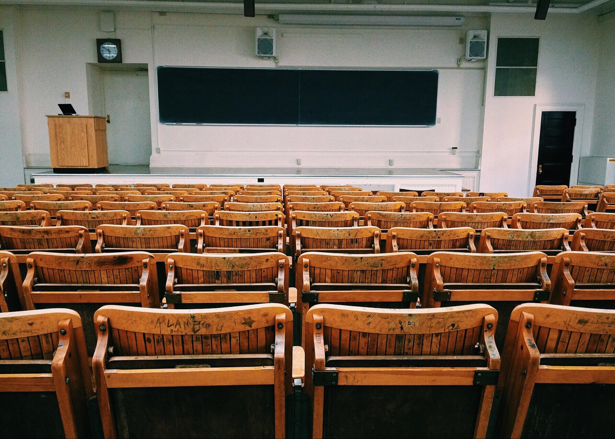 An empty lecture hall.