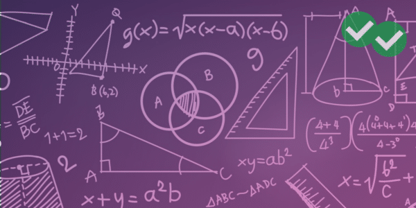 GRE math tips, formulas, and diagrams with purple background