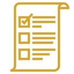 icon depicting a sheet of paper with three checkboxes and lines to represent text with on checkbox checked to represent steps to preparing for the GRE online -image by magoosh