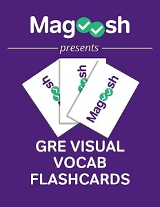 White GRE vocabulary visual flashcards with Magoosh logo - image by Magoosh