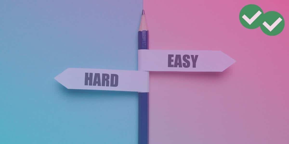 A pencil signpost for how hard the GRE is, with hard and easy labels