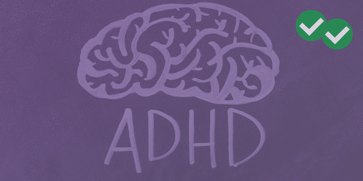 A drawing of a brain with the word ADHD written under it