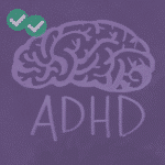 A drawing of a brain with the word ADHD written underneath