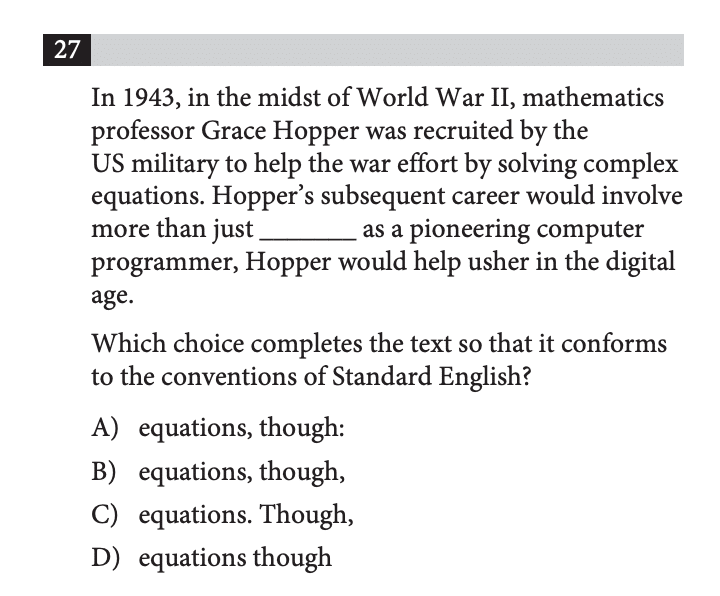 SAT Writing Question 27 College Board Practice Test 1