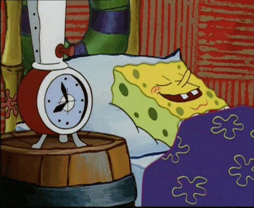 Spongebob sleeping with alarm clock -magoosh
