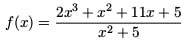 Rational function having degree 3 on top and degree 2 on bottom