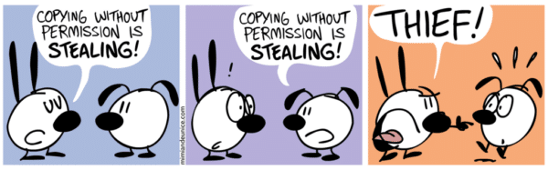 cartoon strip about copying