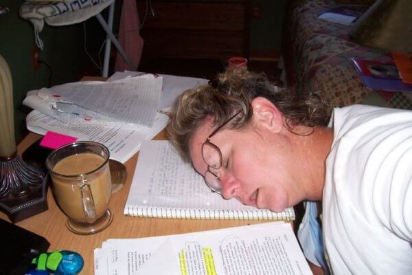 student fell asleep studying. Photo by Dean+Barb. 