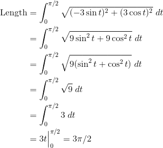 example of finding length for a parametric function