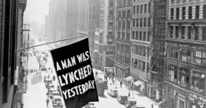 A lynching banner flew outside