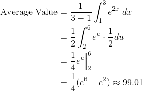 Computing the average value of an exponential function