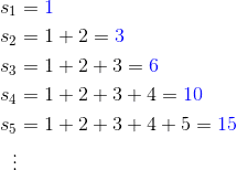 Partial sums for the series of natural numbers