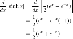 Derivative of sinh x