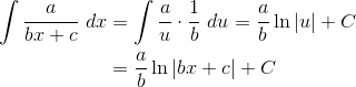 integral of a/(bx+c)