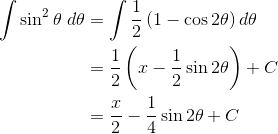 common integrals of sin^2 x
