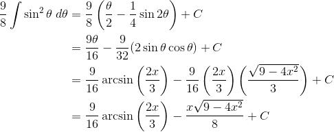 arcsin integral table