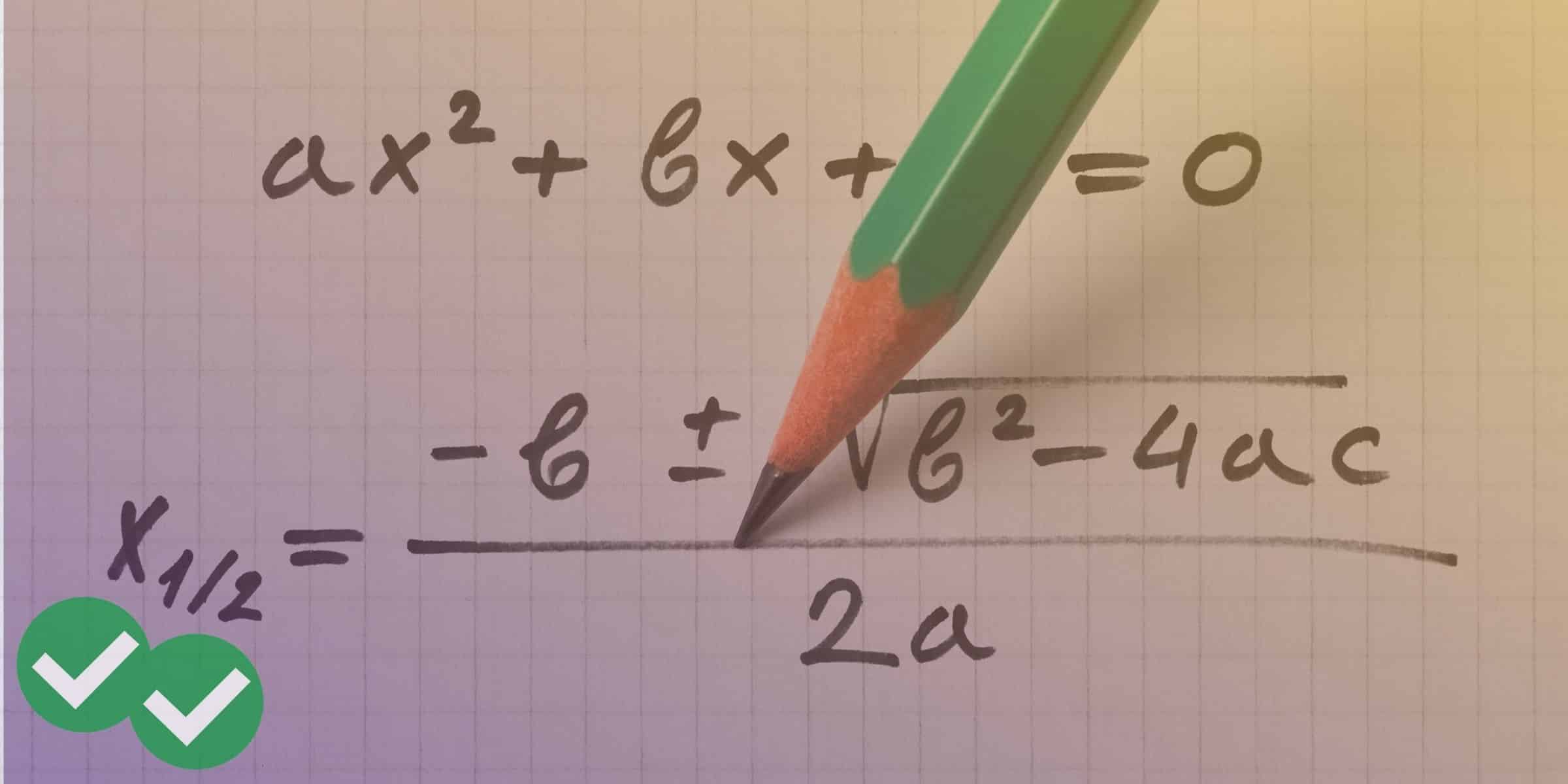 a pencil hovering over the quadratic formula, an sat passport to advanced math topic, written on graph paper -image by magoosh