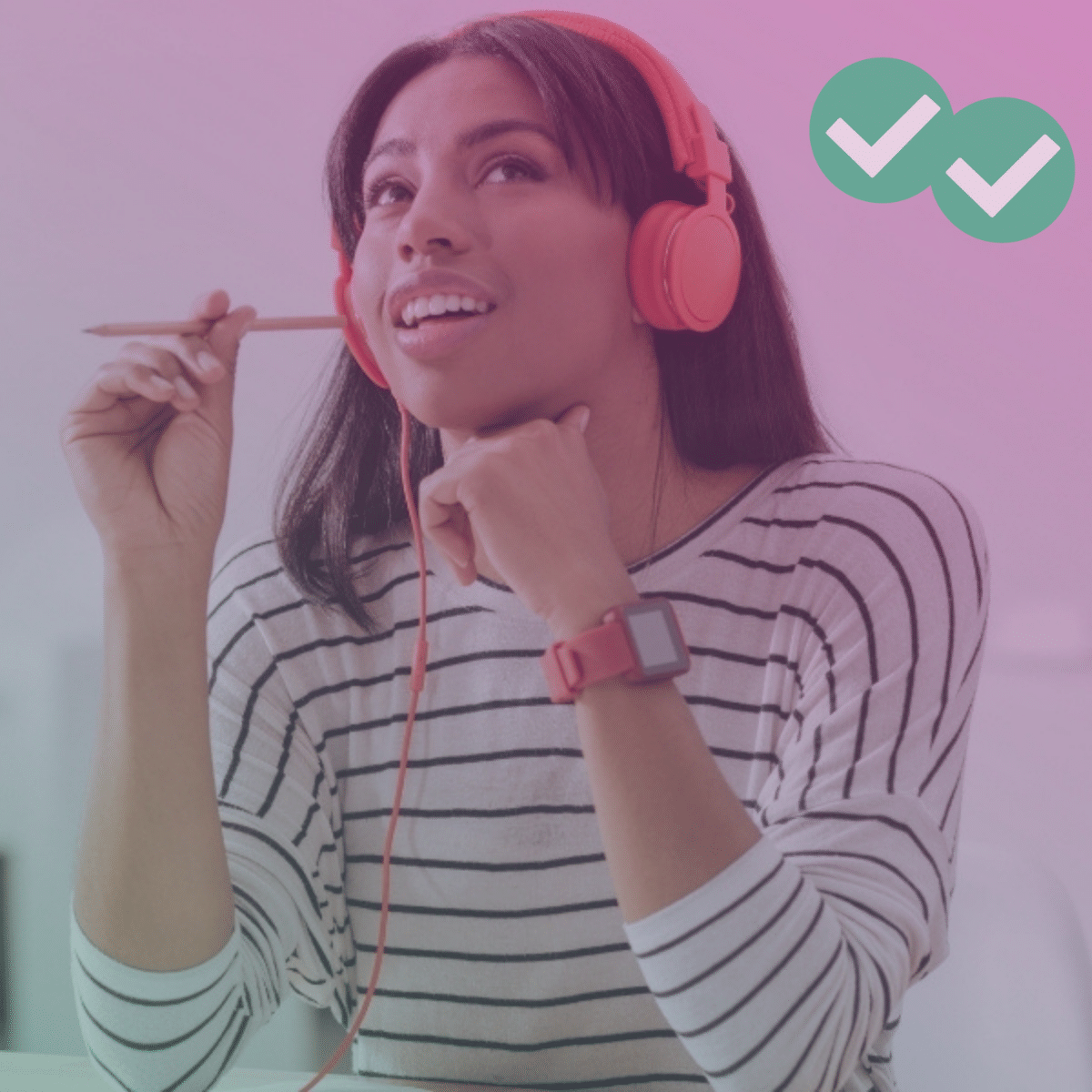 Student listening to headphones