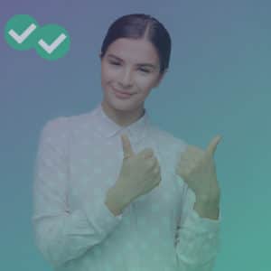 Person holding 2 thumbs up to represent IELTS agree disagree essay
