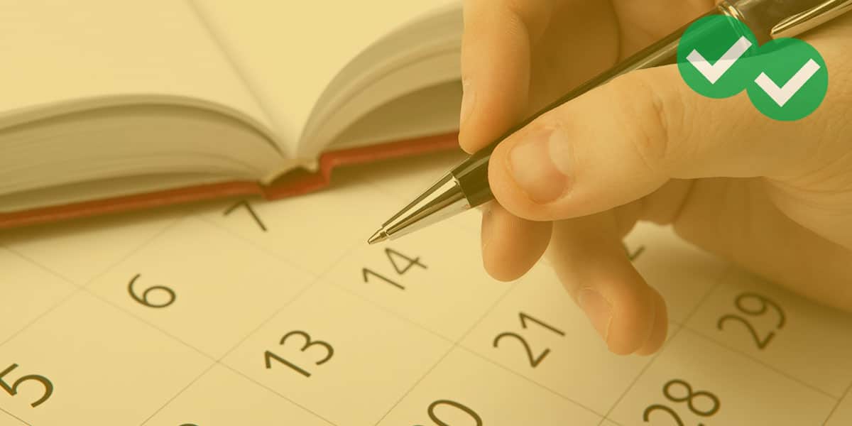 Student with calendar and pen planning for February LSAT - image by Magoosh