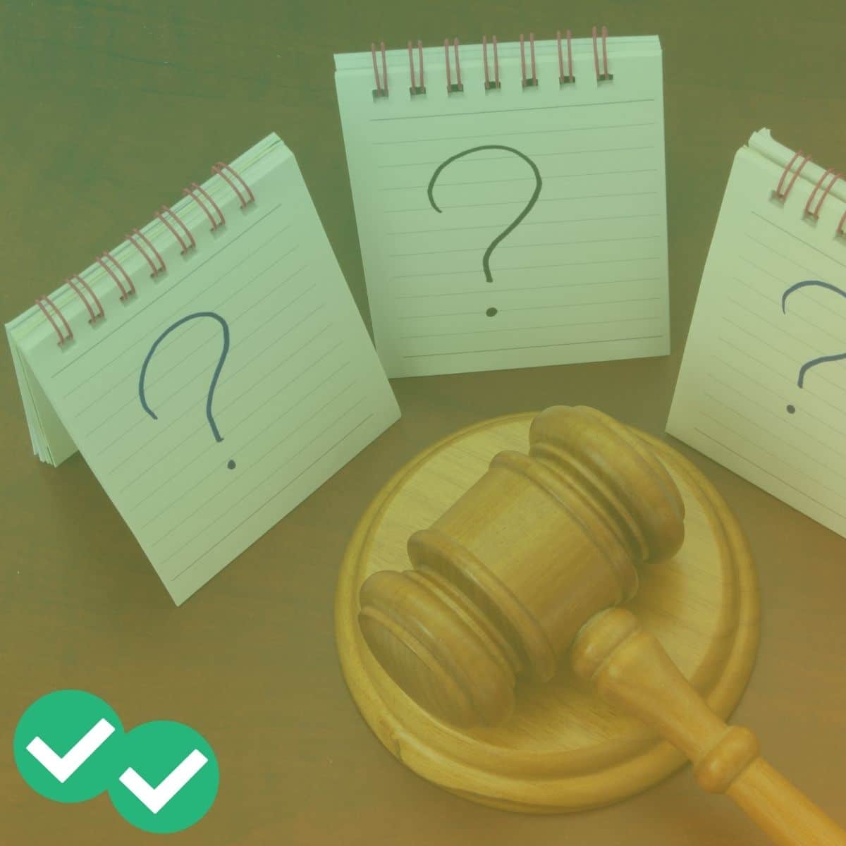 Gavel and cards with question marks indicating LSAT sections - image by Magoosh