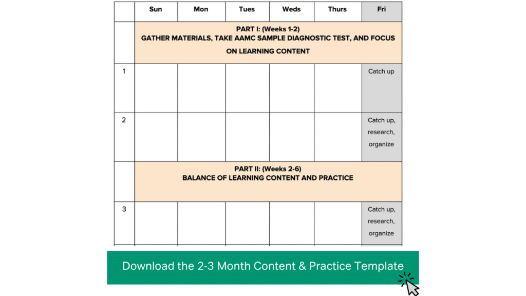 Download Magoosh 2-3 Month Content and Practice MCAT Study Plan Template
