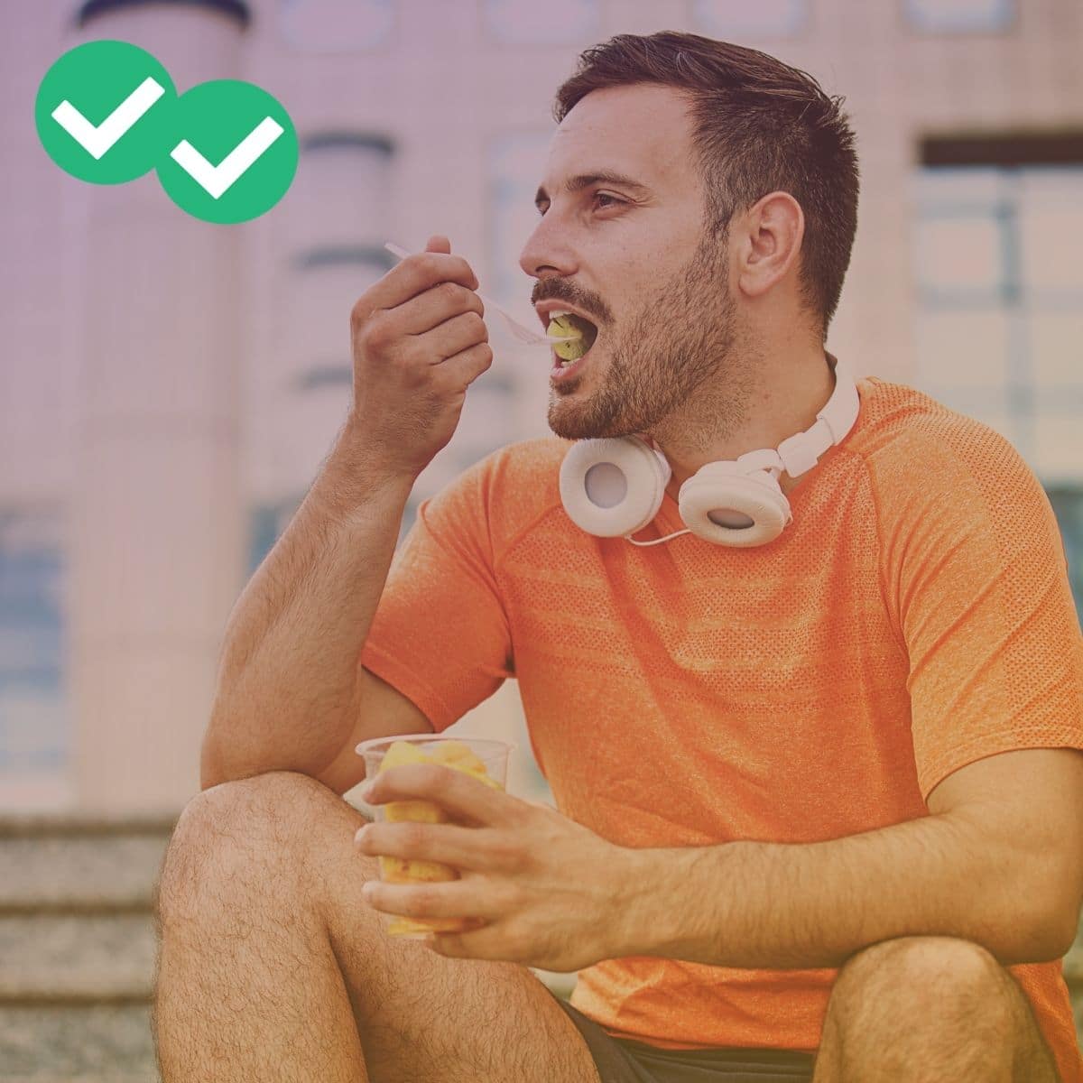 Man eating fruit after exercising to represent MCAT citric acid cycle - image by Magoosh