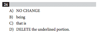 Example answer choices with DELETE option - sat grammar rules - magoosh