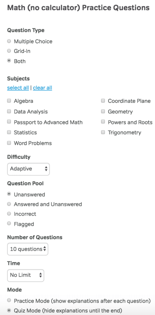 SAT study schedule filters - magoosh