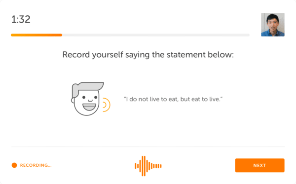 duolingo english test dictation interface